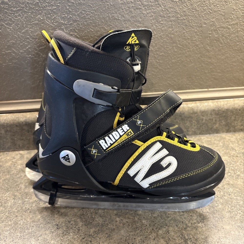 K2 Raider Ice Adjustable Youth Ice Skates Adjusts Size 4-8 25A0203 Black New